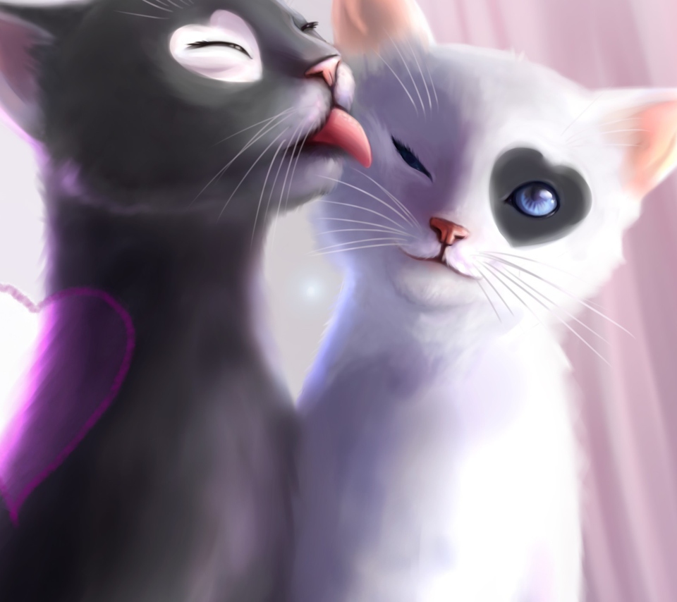 Screenshot №1 pro téma Black And White Cats Romance 960x854