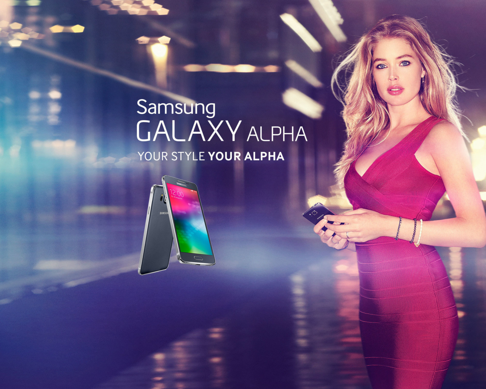 Обои Samsung Galaxy Alpha Advertisement with Doutzen Kroes 1600x1280