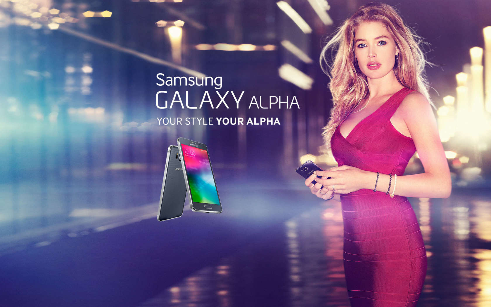 Das Samsung Galaxy Alpha Advertisement with Doutzen Kroes Wallpaper 1680x1050