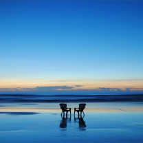 Обои Beach Chairs For Couple At Sunset 208x208
