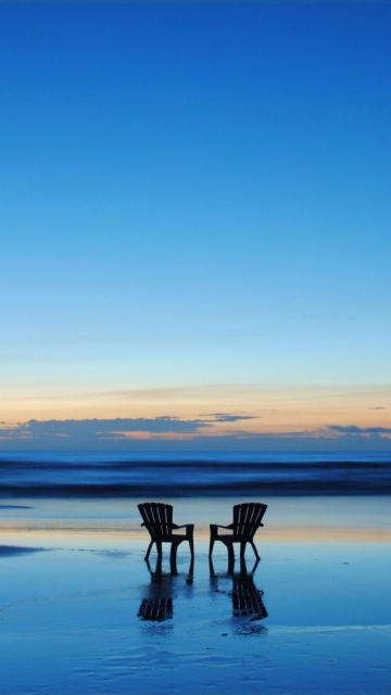 Обои Beach Chairs For Couple At Sunset 360x640