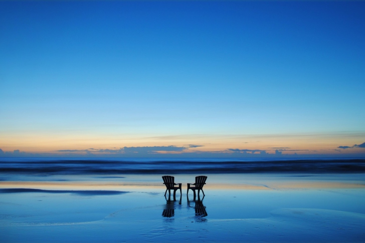 Beach Chairs For Couple At Sunset wallpaper