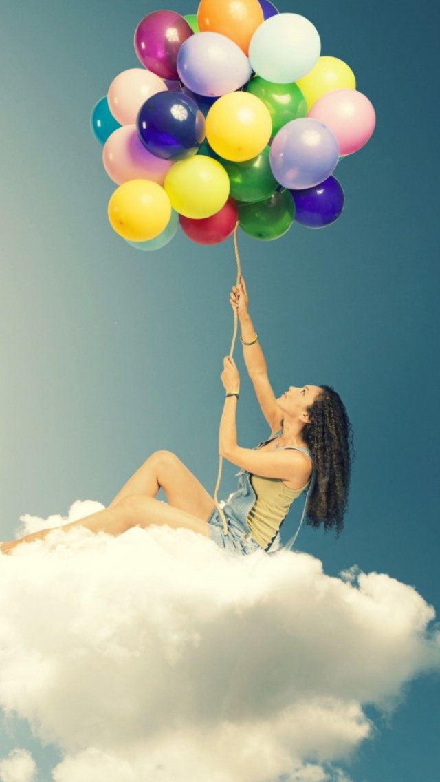 Screenshot №1 pro téma Flyin High On Cloud With Balloons 640x1136