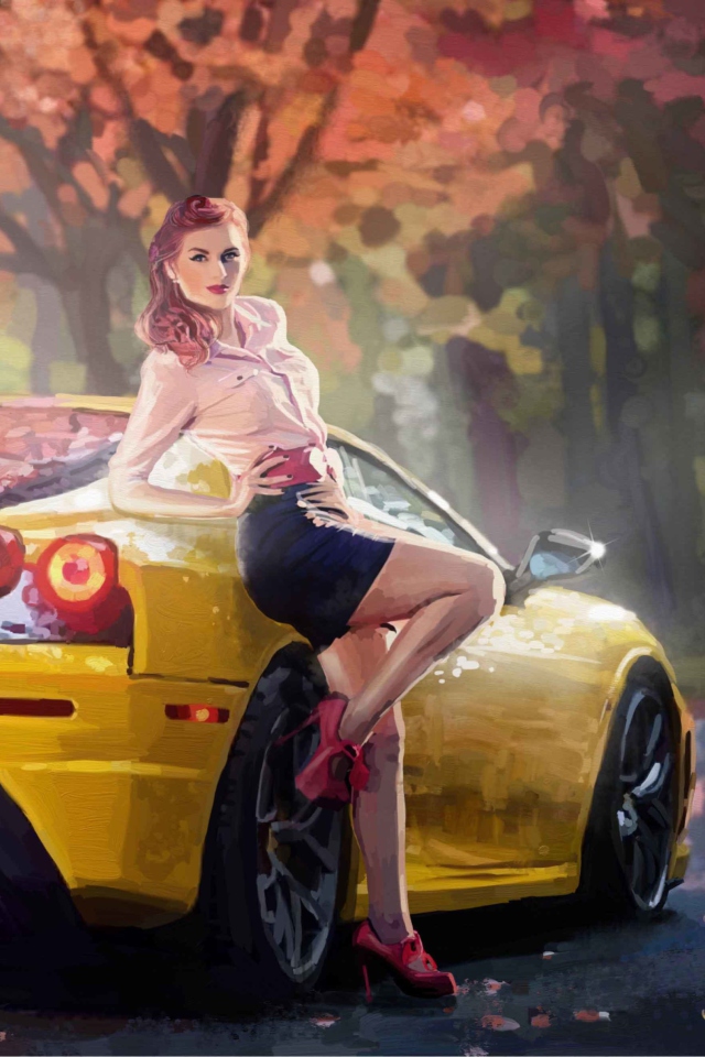 Screenshot №1 pro téma Ferrari Girl Painting 640x960