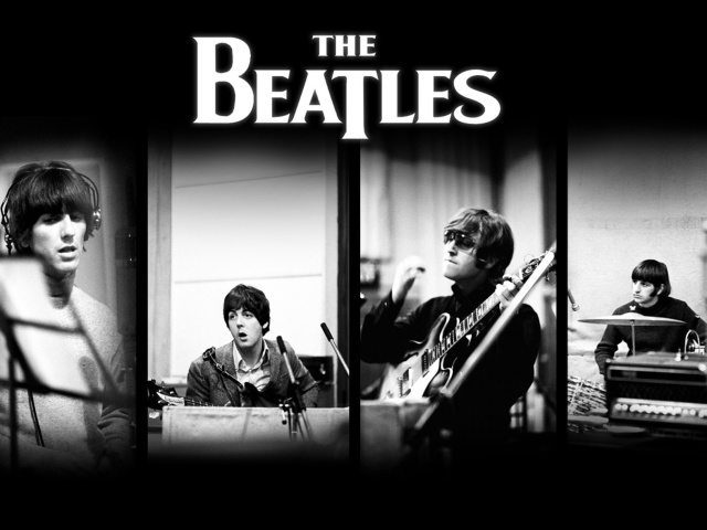 Обои Beatles: John Lennon, Paul McCartney, George Harrison, Ringo Starr 640x480