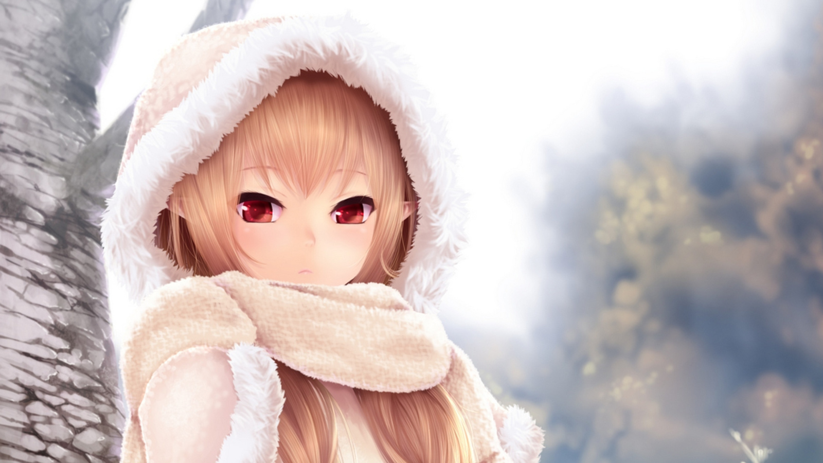 Das Winter Anime Girl Wallpaper 1600x900