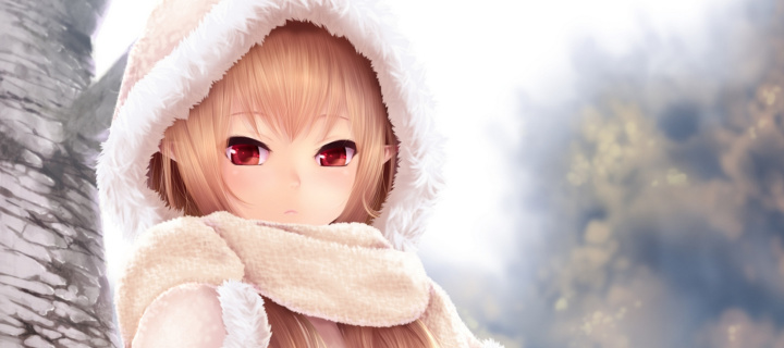 Das Winter Anime Girl Wallpaper 720x320