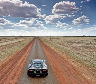 Lamborghini Aventador On Empty Country Road - Obrázkek zdarma pro iPad