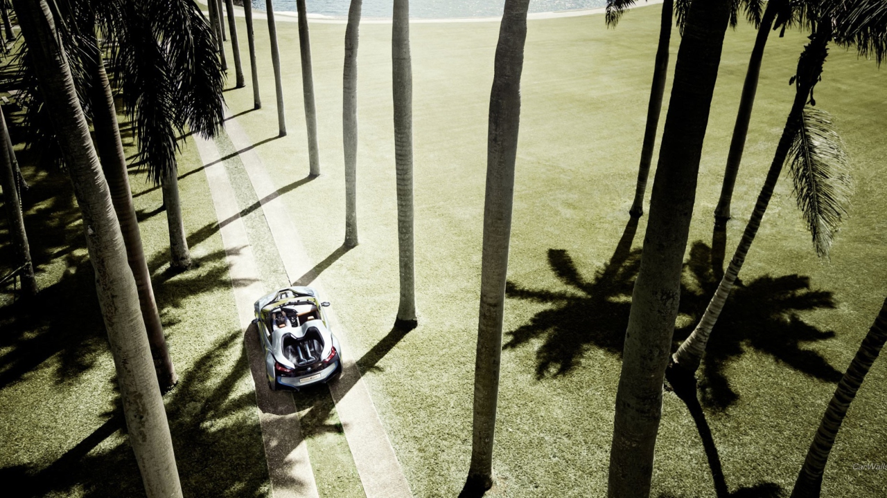 Screenshot №1 pro téma BMW i8 Concept Spyder Under Palm Trees 1280x720