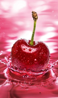 Das Red Cherry Splash Wallpaper 240x400
