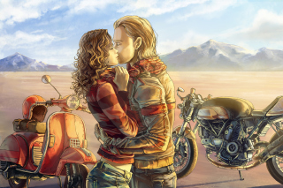 Biker Kiss Wallpaper for Android, iPhone and iPad