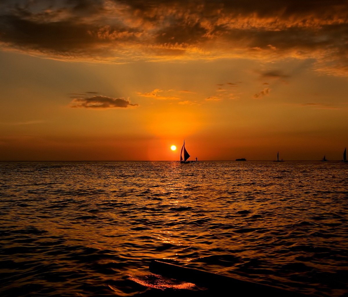 Sfondi Sunset Sailing 1200x1024