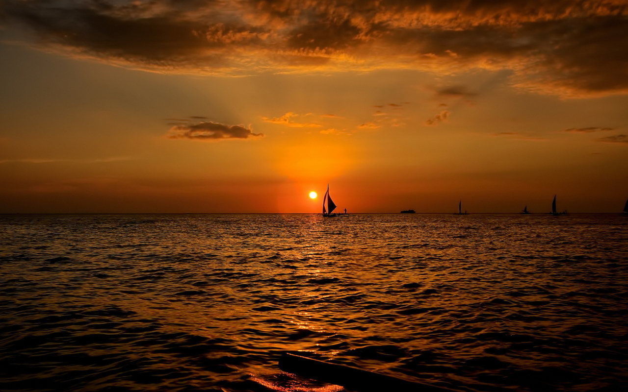 Screenshot №1 pro téma Sunset Sailing 1280x800