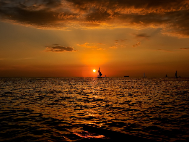 Das Sunset Sailing Wallpaper 640x480