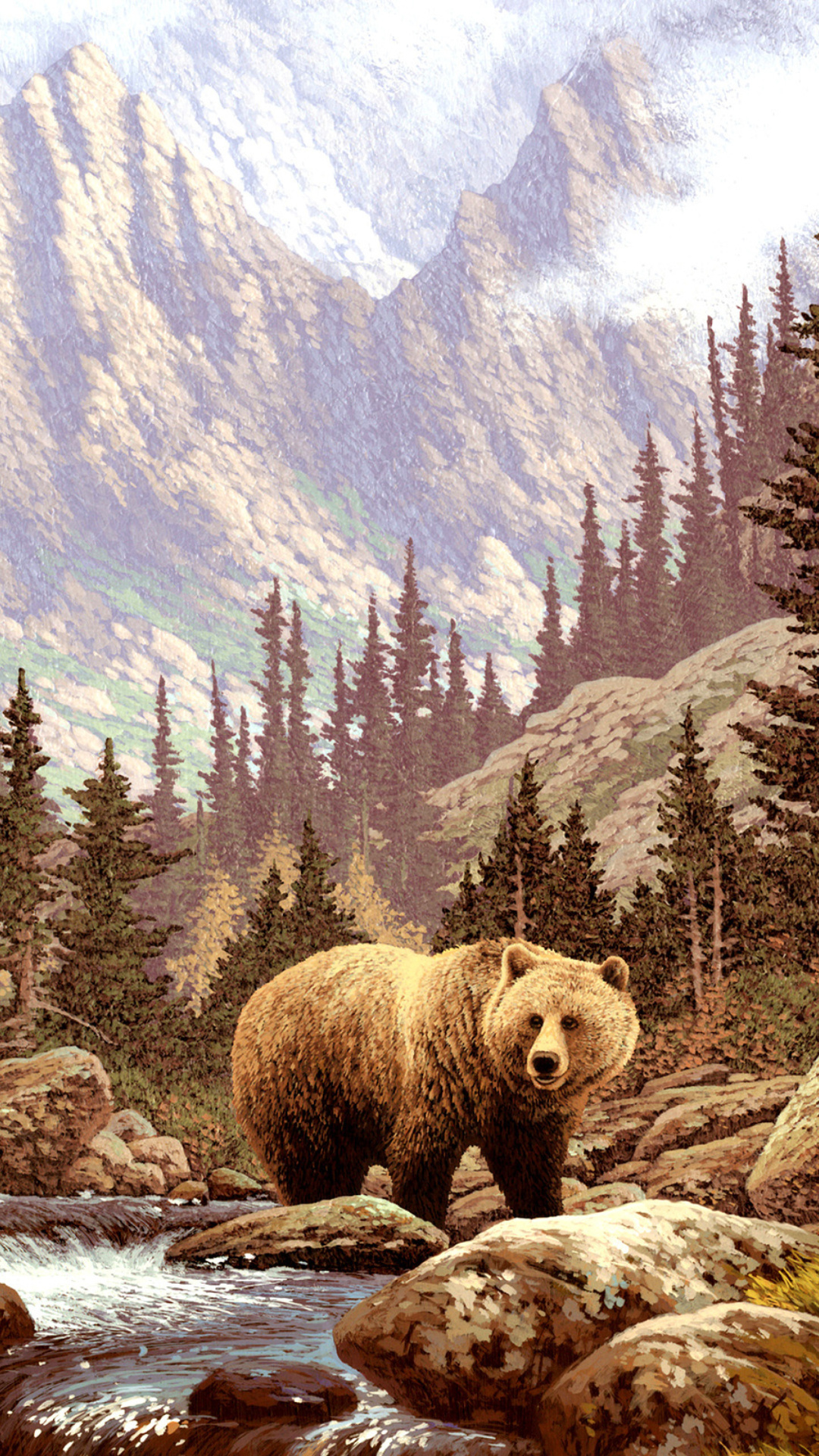 Fondo de pantalla Brown Bear Painting 1080x1920