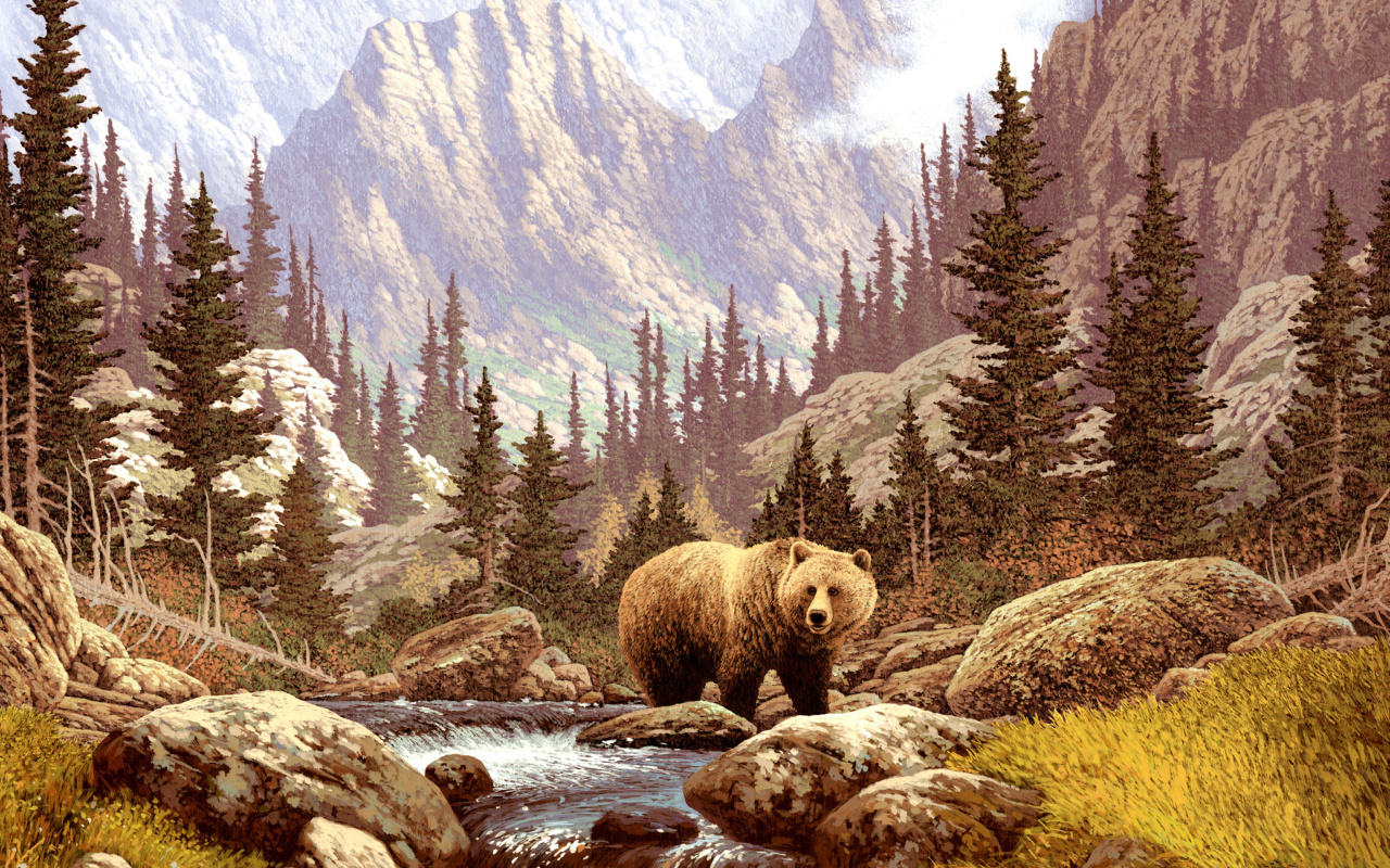 Das Brown Bear Painting Wallpaper 1280x800