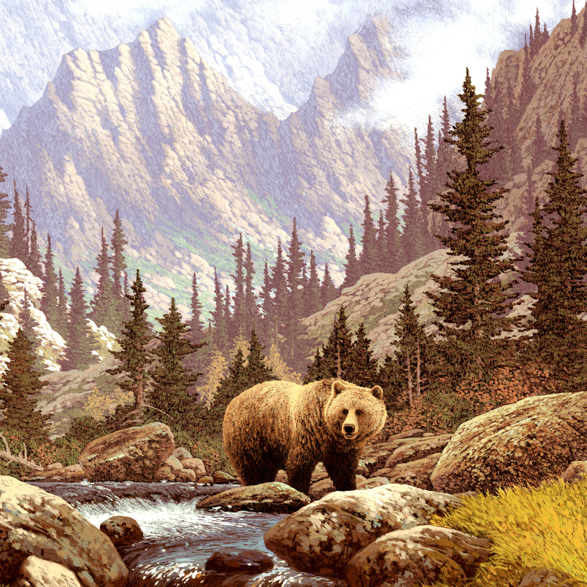 Brown Bear Painting wallpaper 2048x2048