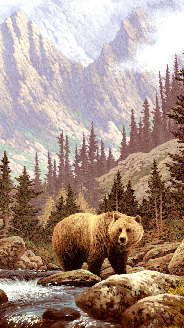 Das Brown Bear Painting Wallpaper 640x1136