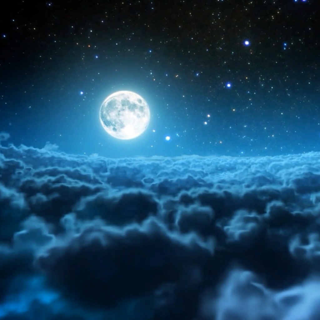Sfondi Cloudy Night And Sparkling Moon 1024x1024