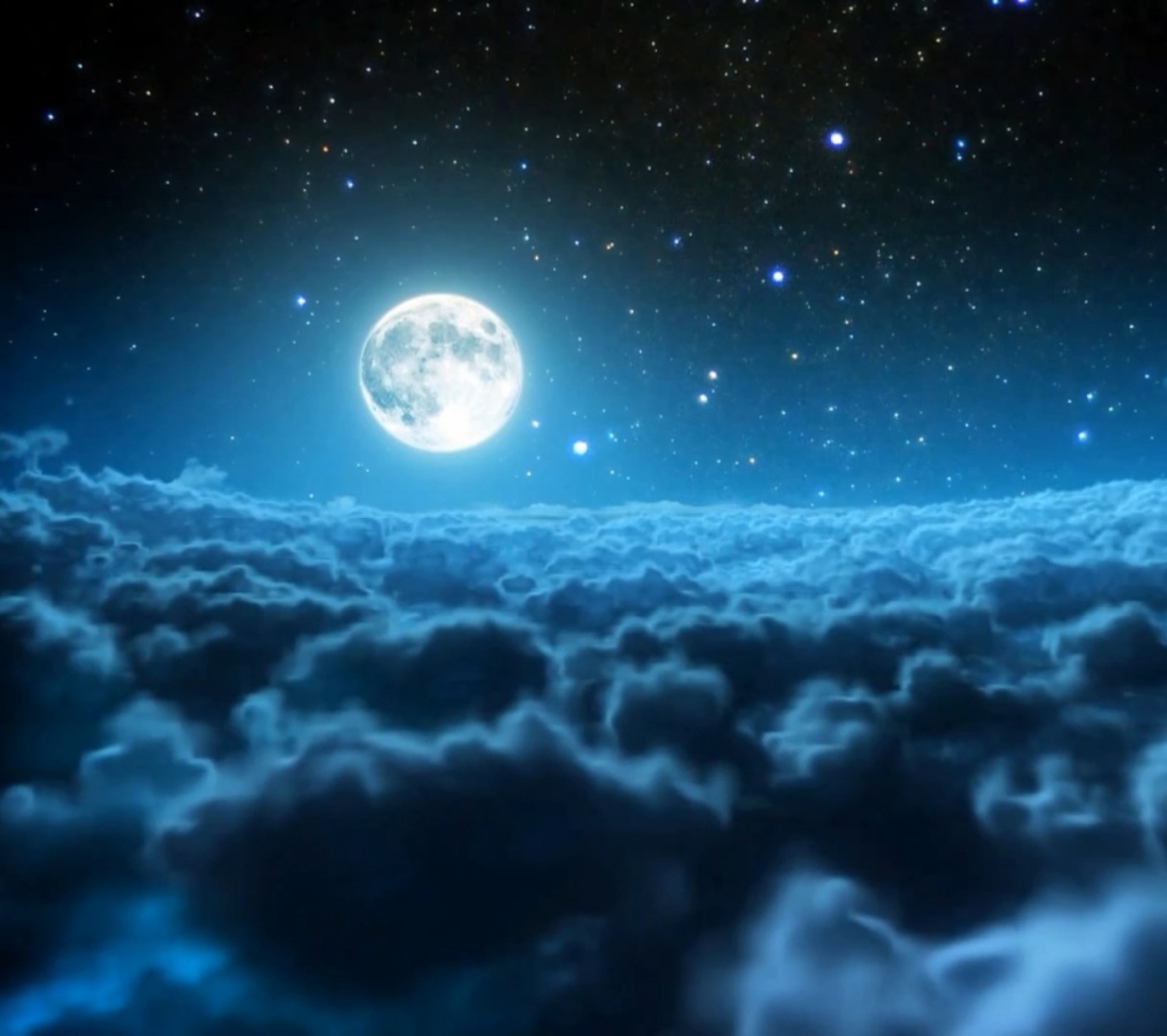 Cloudy Night And Sparkling Moon wallpaper 1080x960