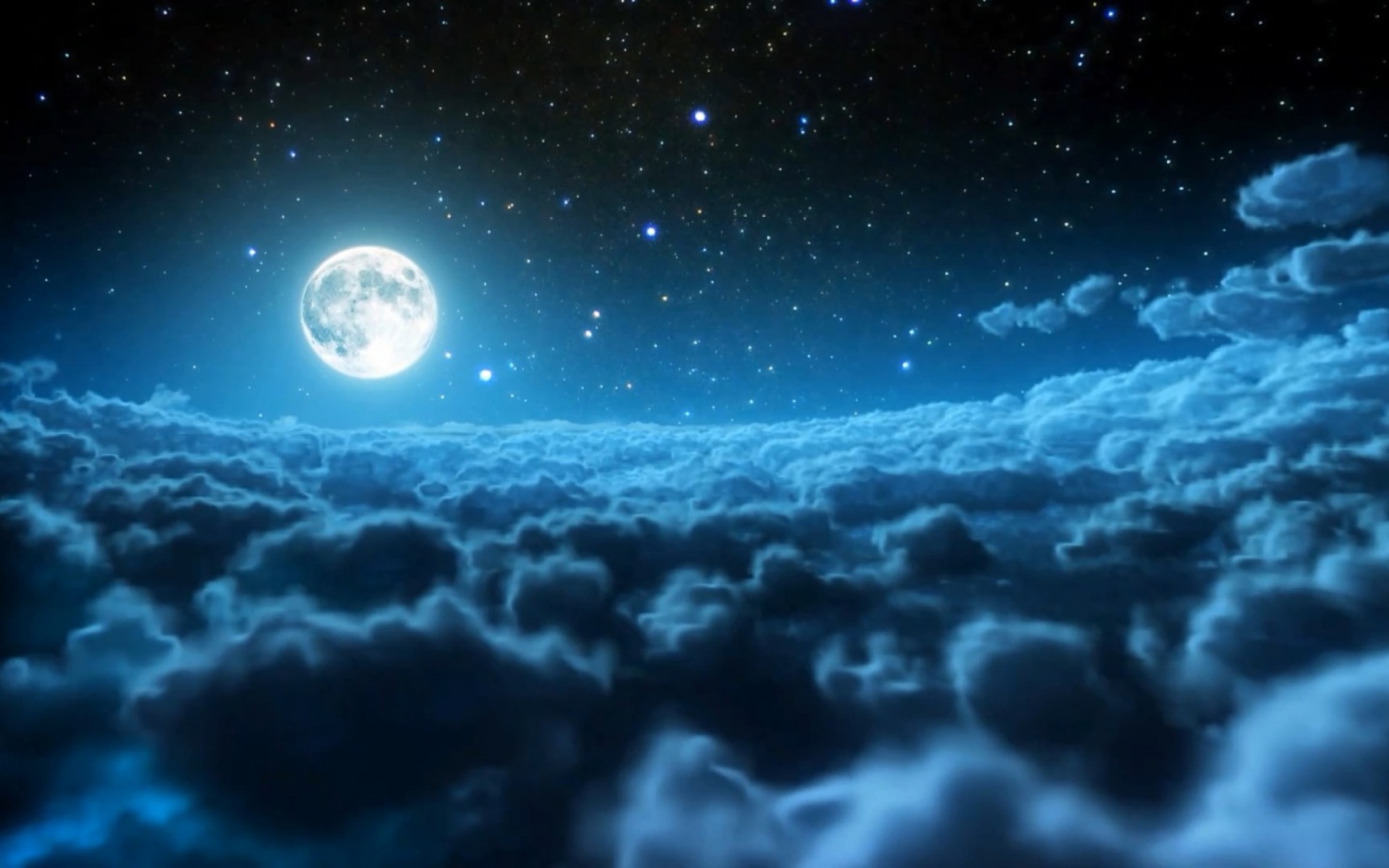 Screenshot №1 pro téma Cloudy Night And Sparkling Moon 1920x1200
