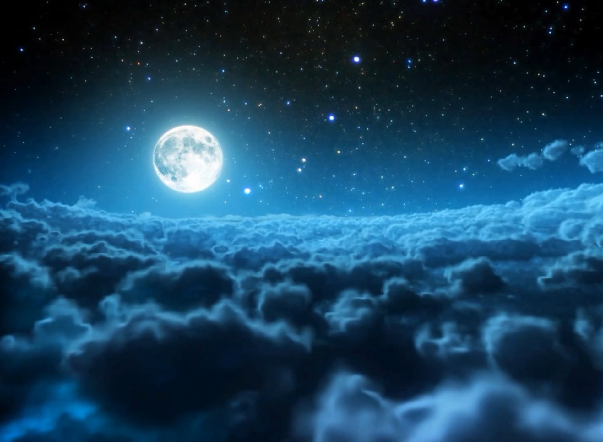 Cloudy Night And Sparkling Moon wallpaper 1920x1408