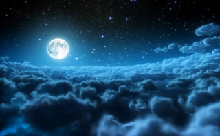 Cloudy Night And Sparkling Moon - Obrázkek zdarma pro 1024x600