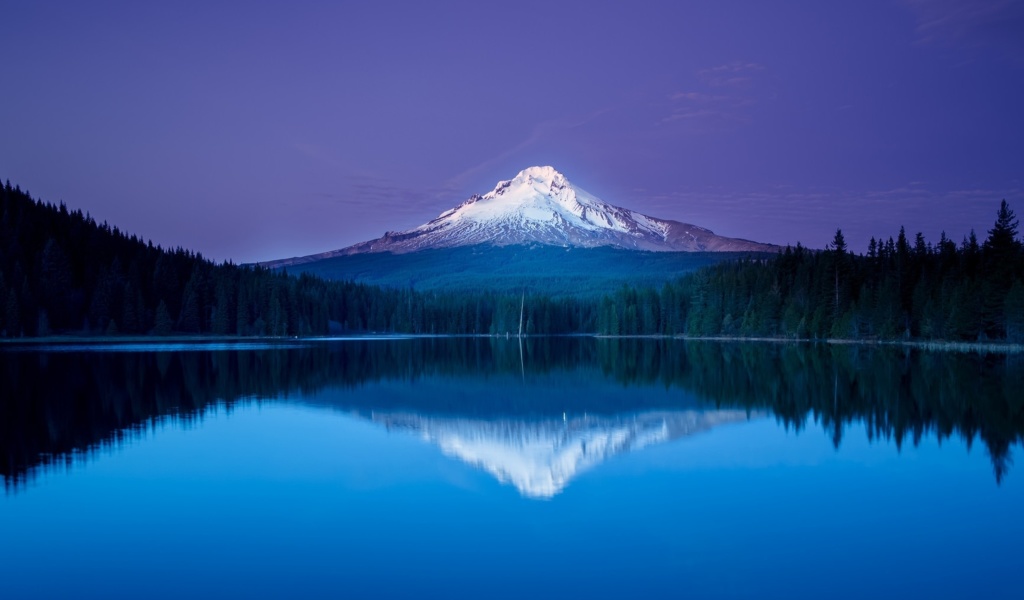 Sfondi Mountains with lake reflection 1024x600