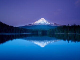 Mountains with lake reflection wallpaper 320x240