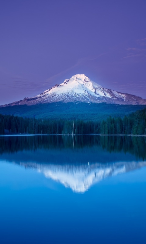Mountains with lake reflection wallpaper 480x800