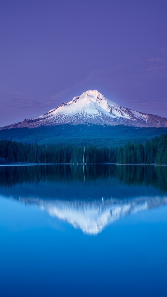 Sfondi Mountains with lake reflection 640x1136