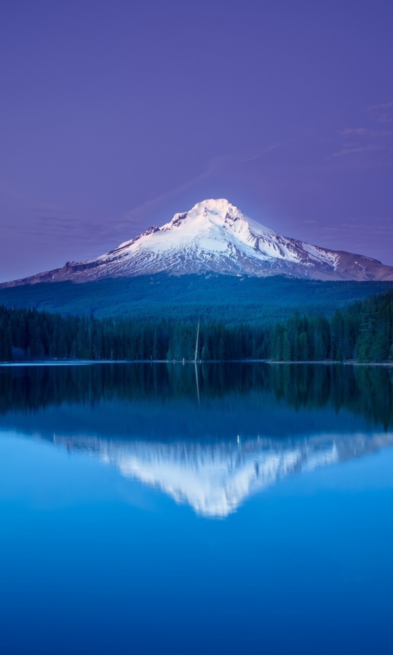 Обои Mountains with lake reflection 768x1280