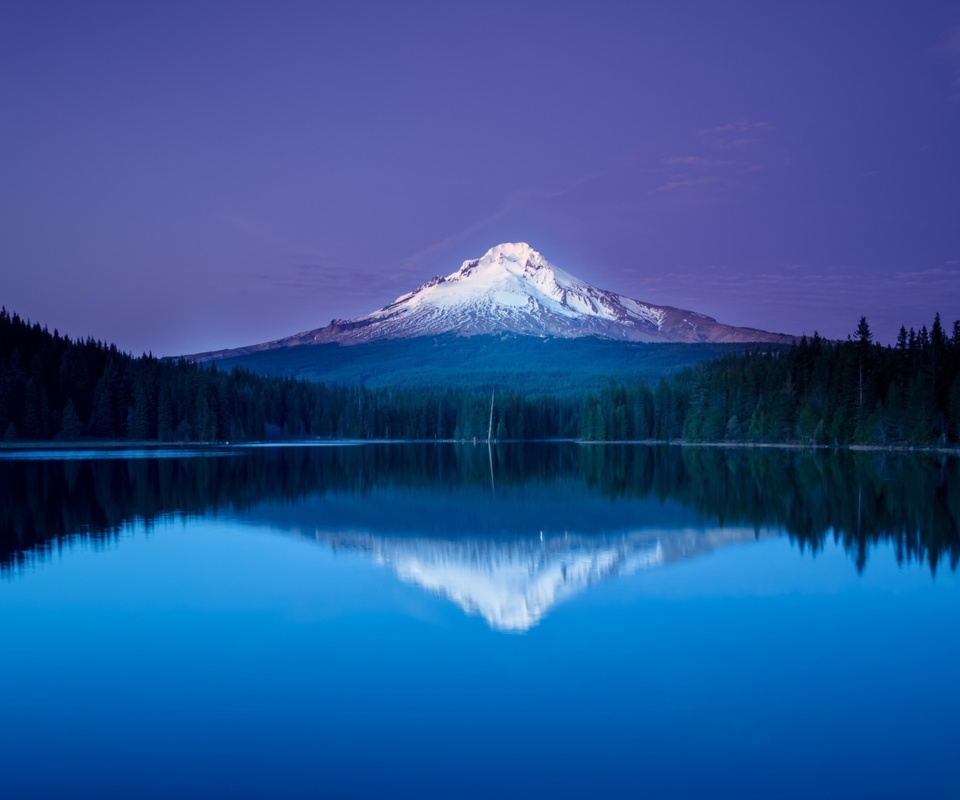 Обои Mountains with lake reflection 960x800