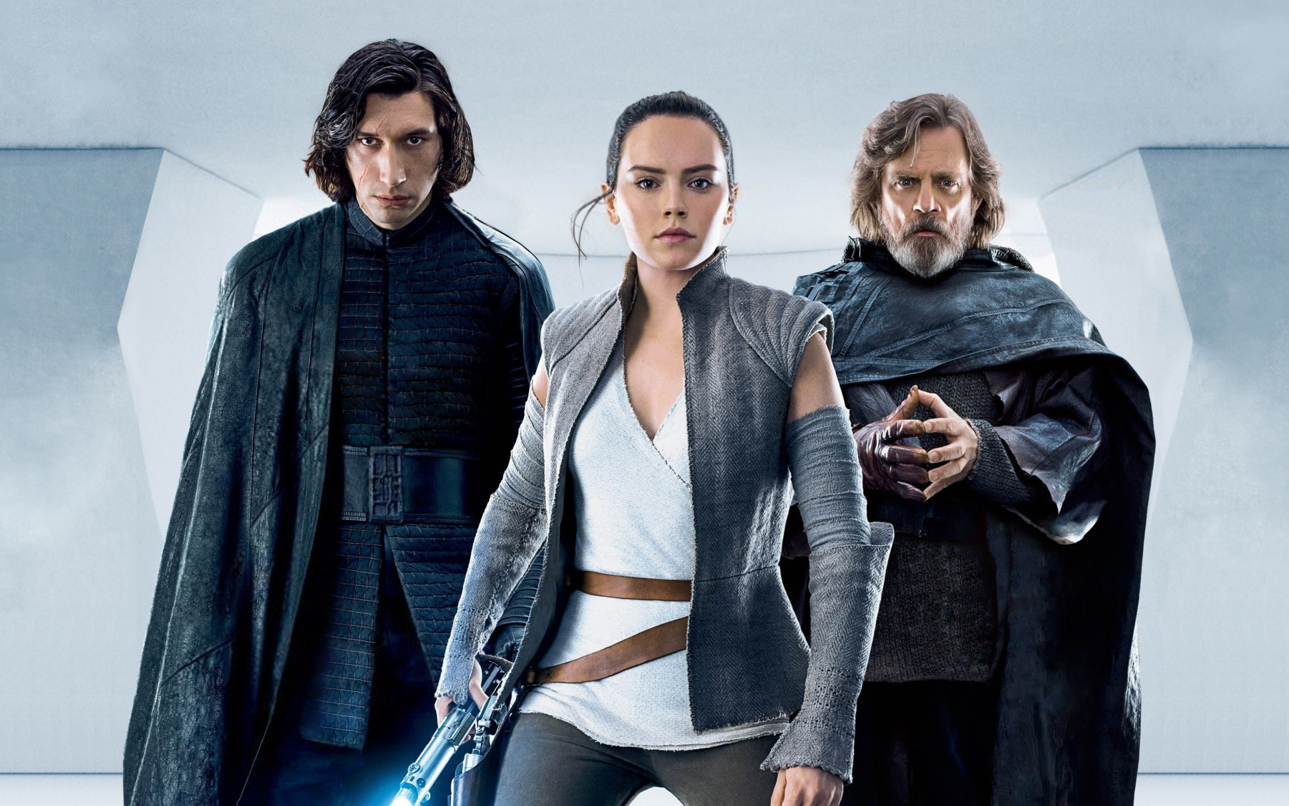 Fondo de pantalla Star Wars The Last Jedi with Rey and Kylo Ren Shirtless 2560x1600