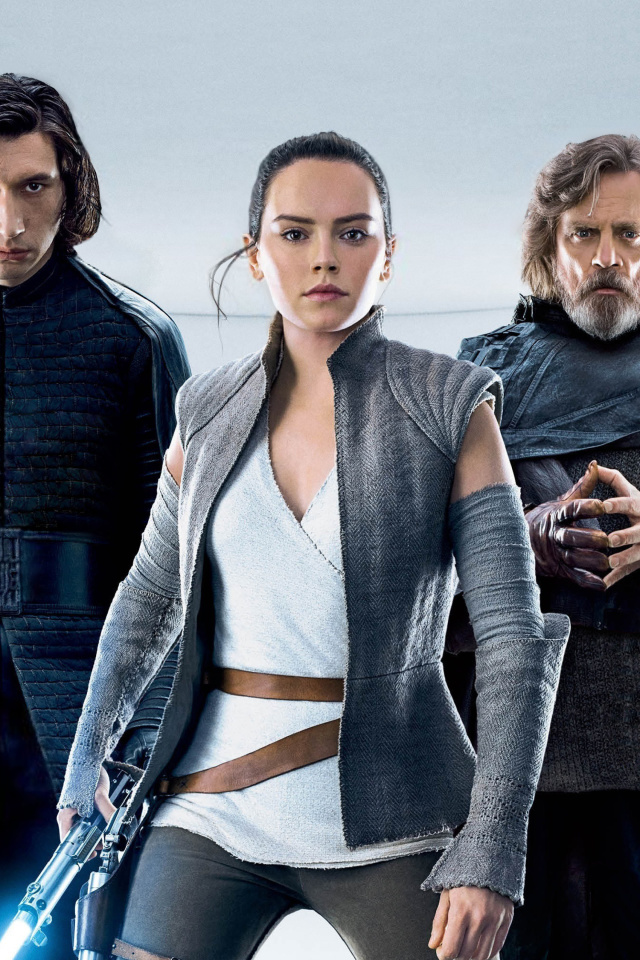 Fondo de pantalla Star Wars The Last Jedi with Rey and Kylo Ren Shirtless 640x960