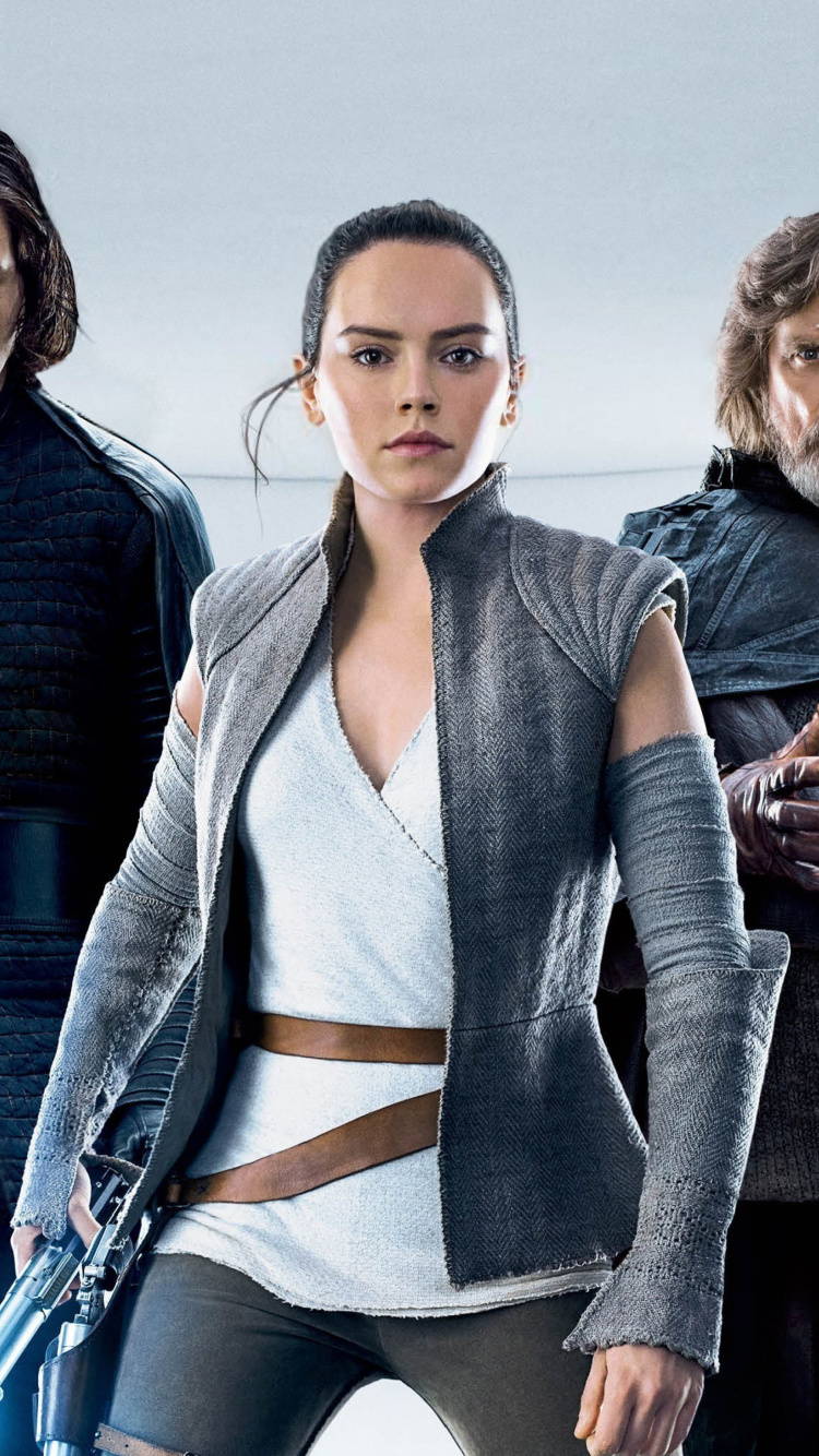 Sfondi Star Wars The Last Jedi with Rey and Kylo Ren Shirtless 750x1334