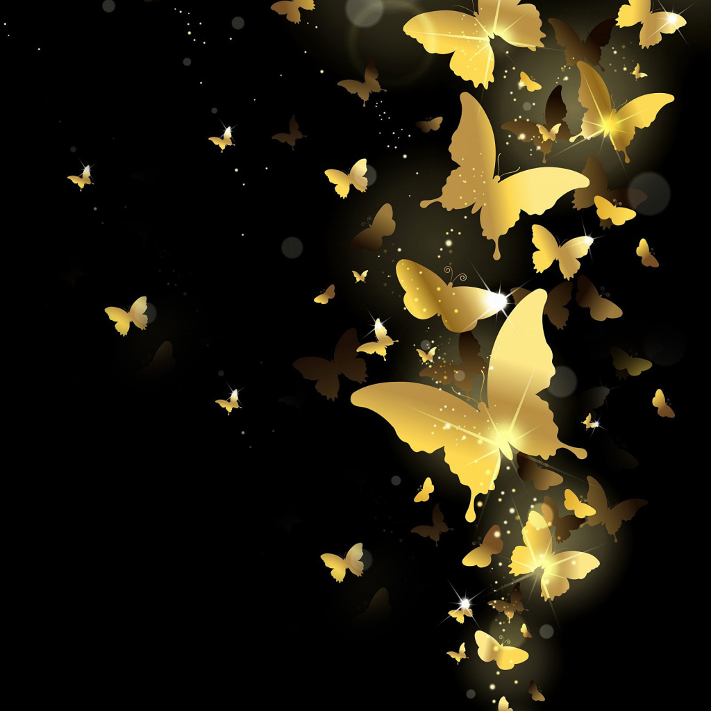 Обои Golden Butterflies 1024x1024