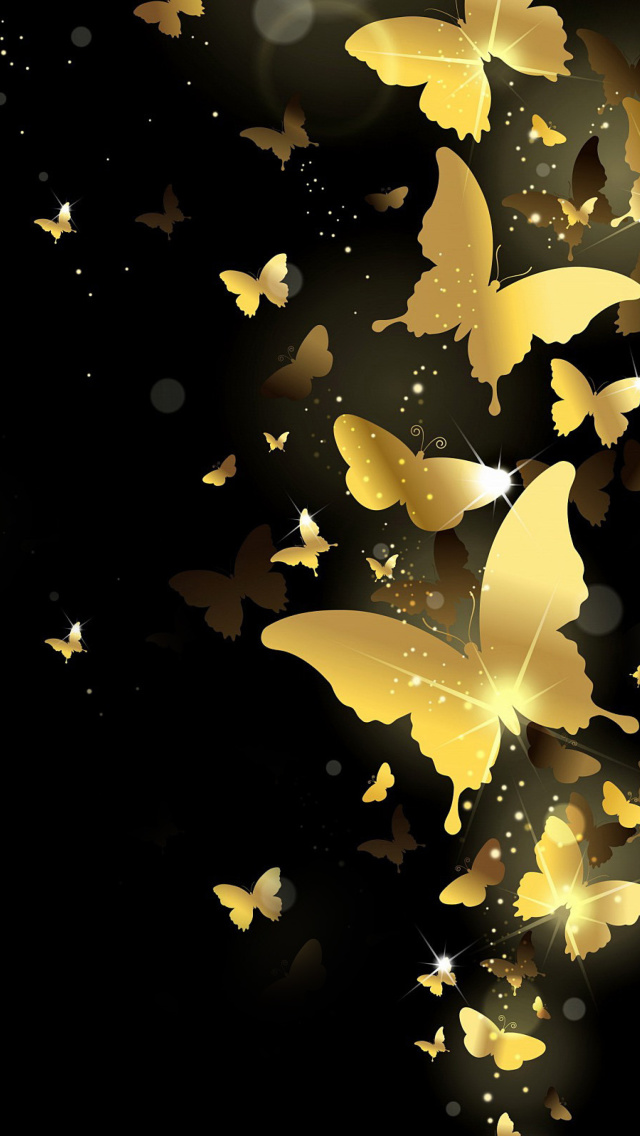 Screenshot №1 pro téma Golden Butterflies 640x1136