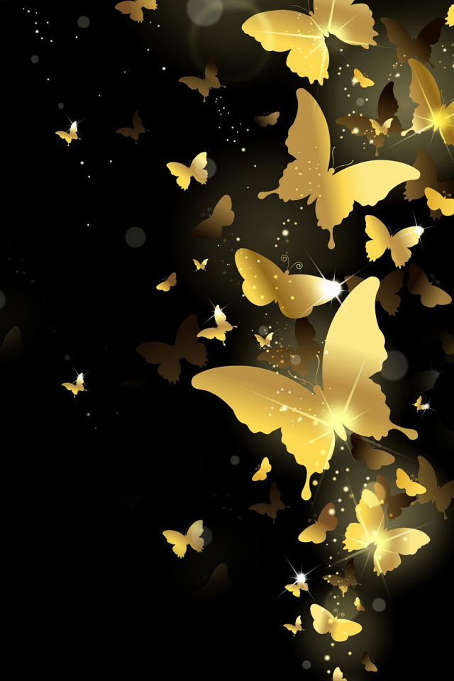 Fondo de pantalla Golden Butterflies 640x960