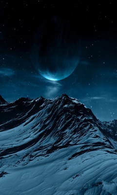 Das Blue Night And Mountainscape Wallpaper 240x400