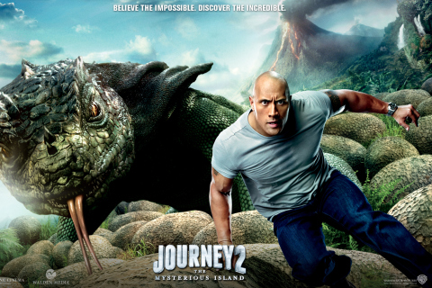 Dwayne Johnson In Journey 2: The Mysterious Island wallpaper 480x320