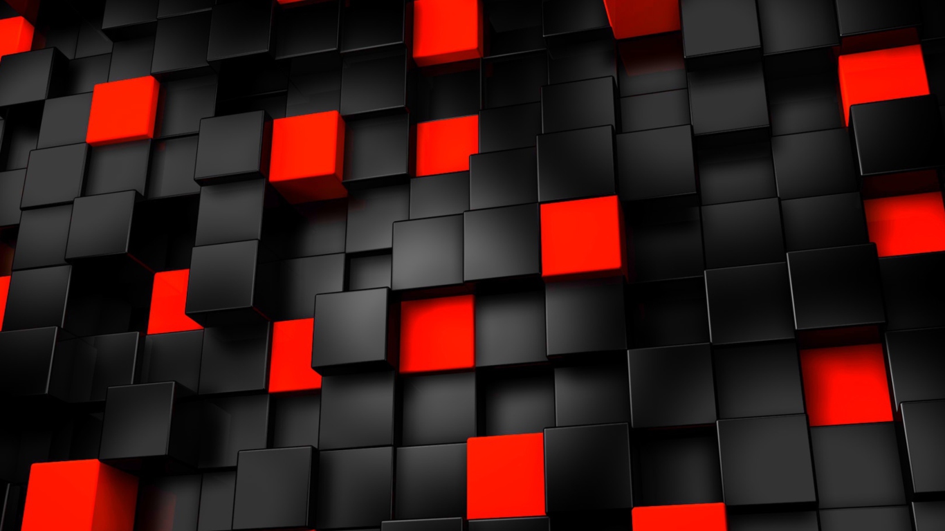 Das Abstract Black And Red Cubes Wallpaper 1366x768