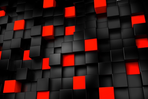 Fondo de pantalla Abstract Black And Red Cubes 480x320