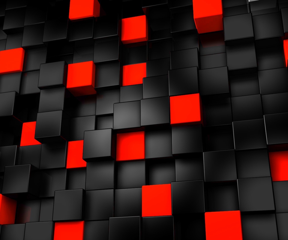 Обои Abstract Black And Red Cubes 960x800