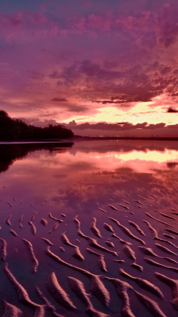 Red Sunset and Lake Surface wallpaper 360x640