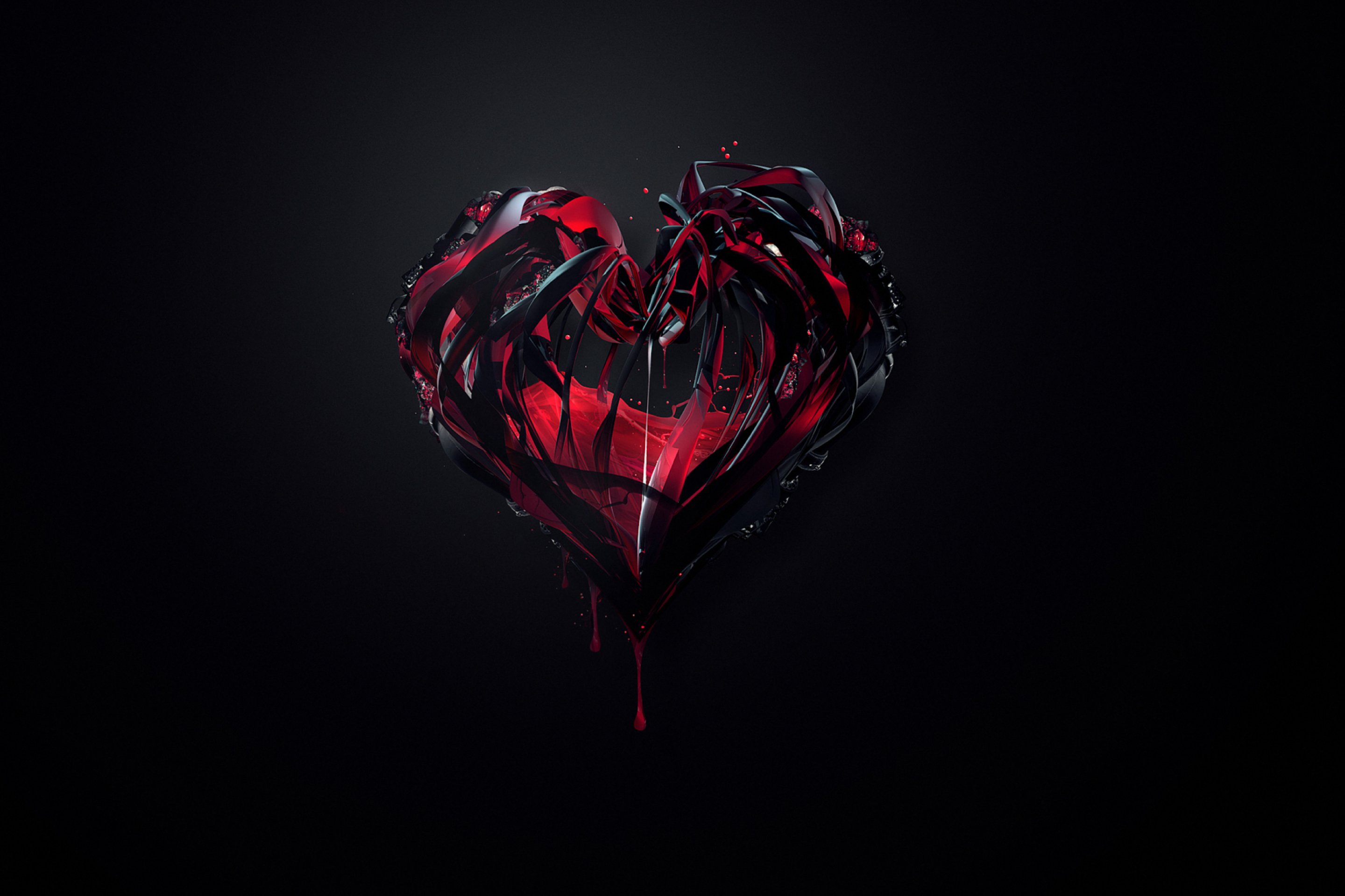 Обои Black 3D Heart 2880x1920