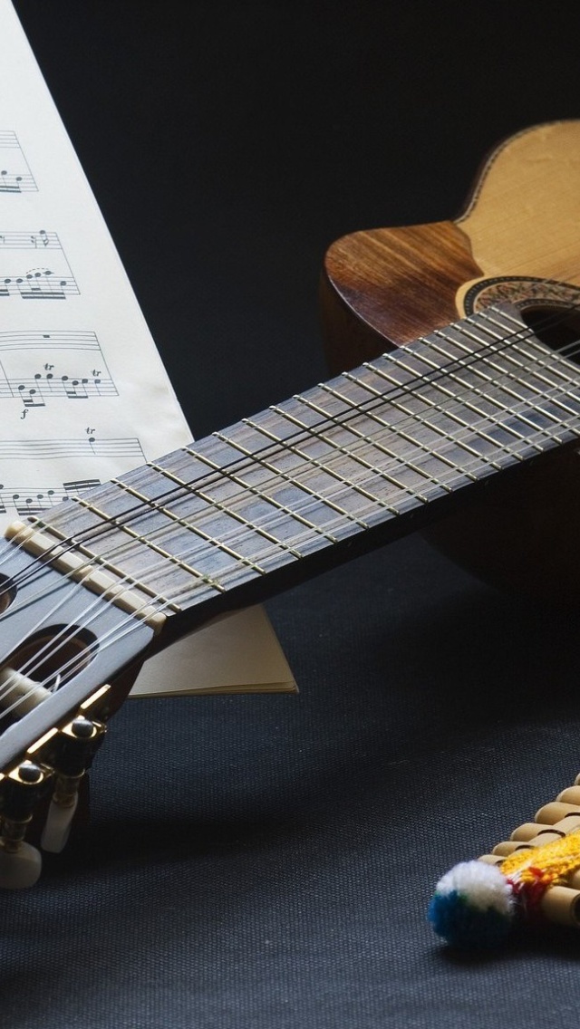 Guitar and notes wallpaper 640x1136