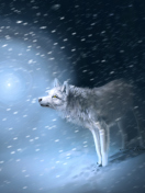 Das Wolf And Winter Painting Wallpaper 132x176