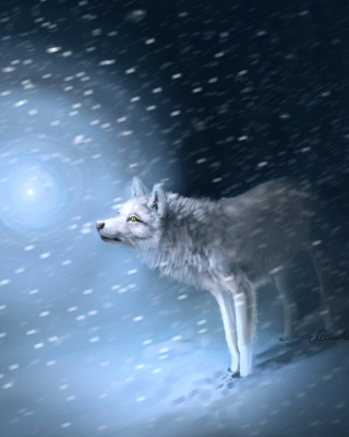 Wolf And Winter Painting - Obrázkek zdarma pro 132x176