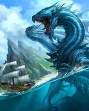 Sfondi Dragon attacking on ship 176x220